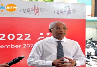 The President Ibrahim M. Solih speaks to the press on the day Census is launched