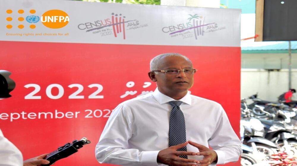 The President Ibrahim M. Solih speaks to the press on the day Census is launched