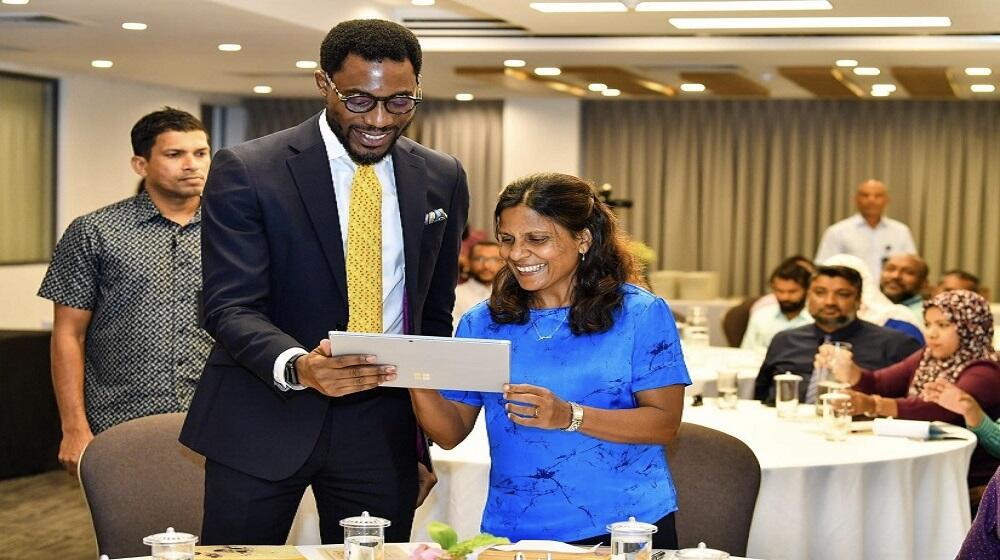 First Lady Madam Fazna Ahmed and UNFPA Country Director Kunle Adeniyi launches the report 