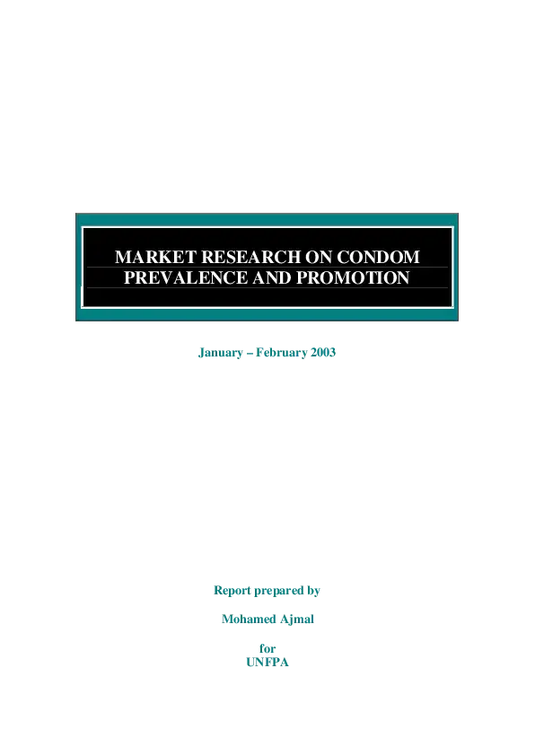 Condom Prevalence and Promotion Research 2003